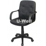 Mid low back arms computer desk chair with nylon base simple design black L201