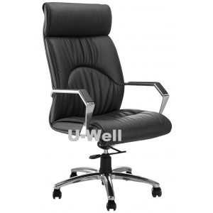 High back black comfort office leather chair
