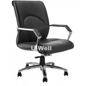 Mid back strong arms leather office chair