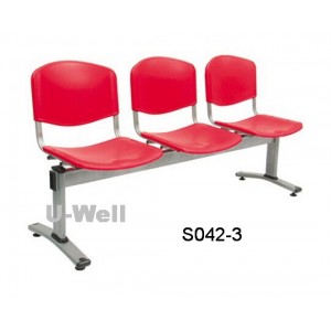 3seats plastic with metal steel chair S042-3