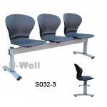 3seats plastic with metal steel chair S042-3
