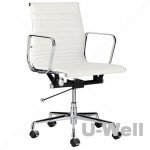 Top management midback leather aluminum armrest eames home office chair white