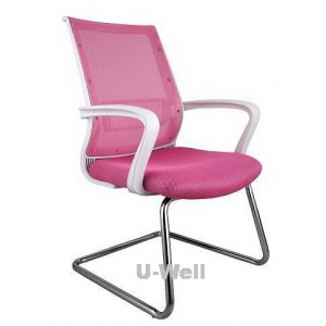 Pink Mesh white plastic guest meeting chair 6065V-W