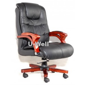 Black wood Leather boss chair LW1003