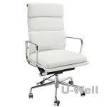High Back White Leather Executive Office Chair