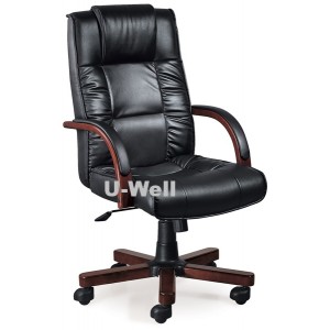 High back Leather Executive chairs with wood arm base L231-1