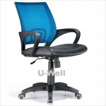 Mid-back office computer desk mesh with PU chair blue black
