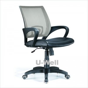 Mid back office computer desk mesh with PU chair grey black